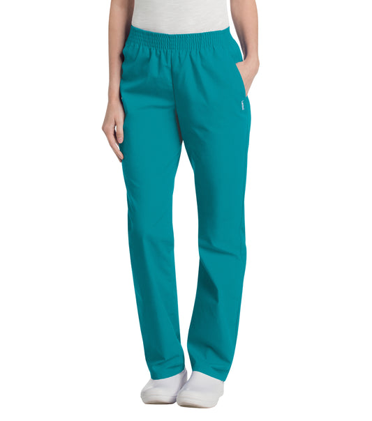 Women's 2-Pocket High-Rise Elastic Waist Straight Leg Pant - 8327 - Teal
