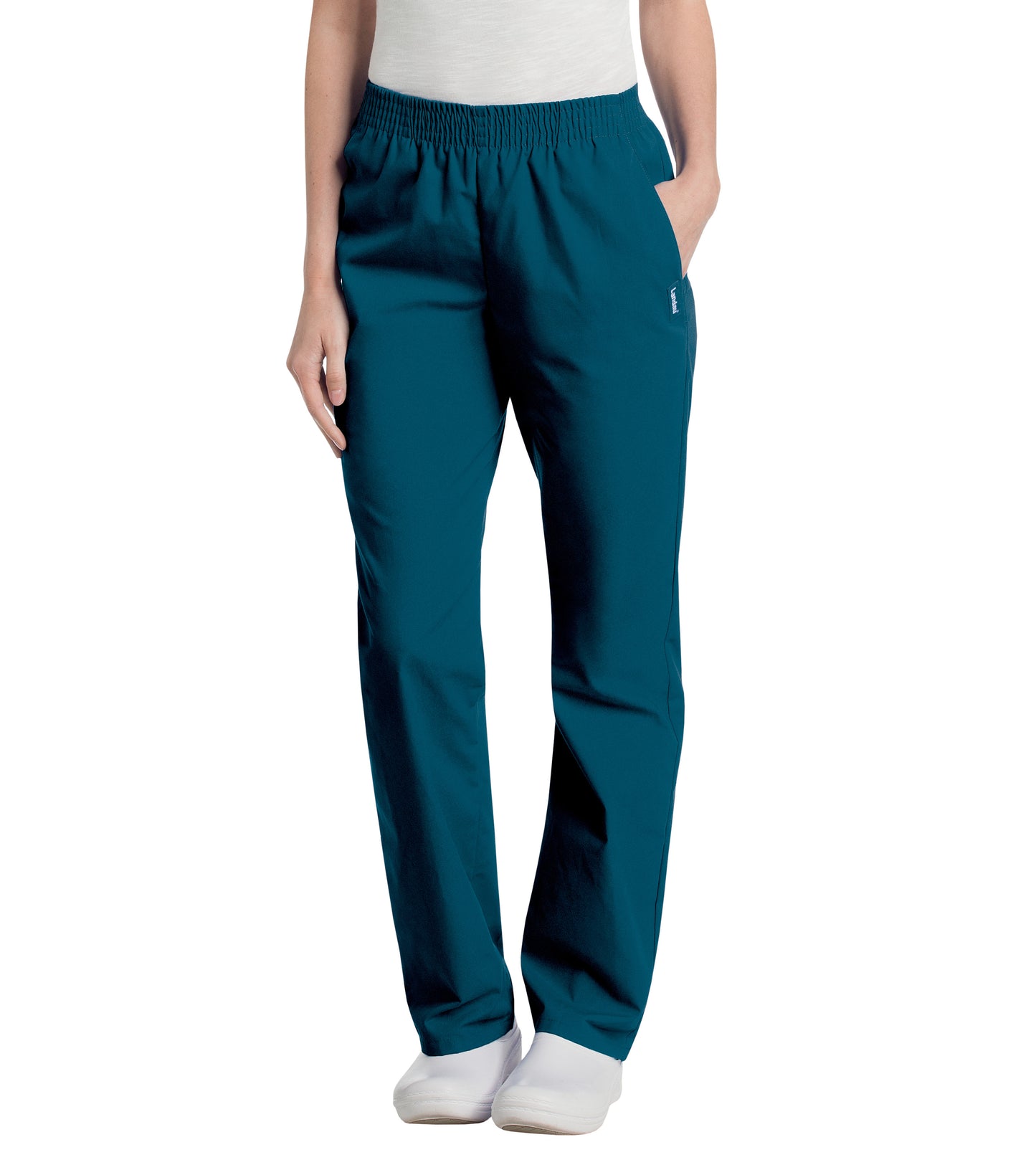 Women's 2-Pocket High-Rise Elastic Waist Straight Leg Pant - 8327 - Caribbean Blue