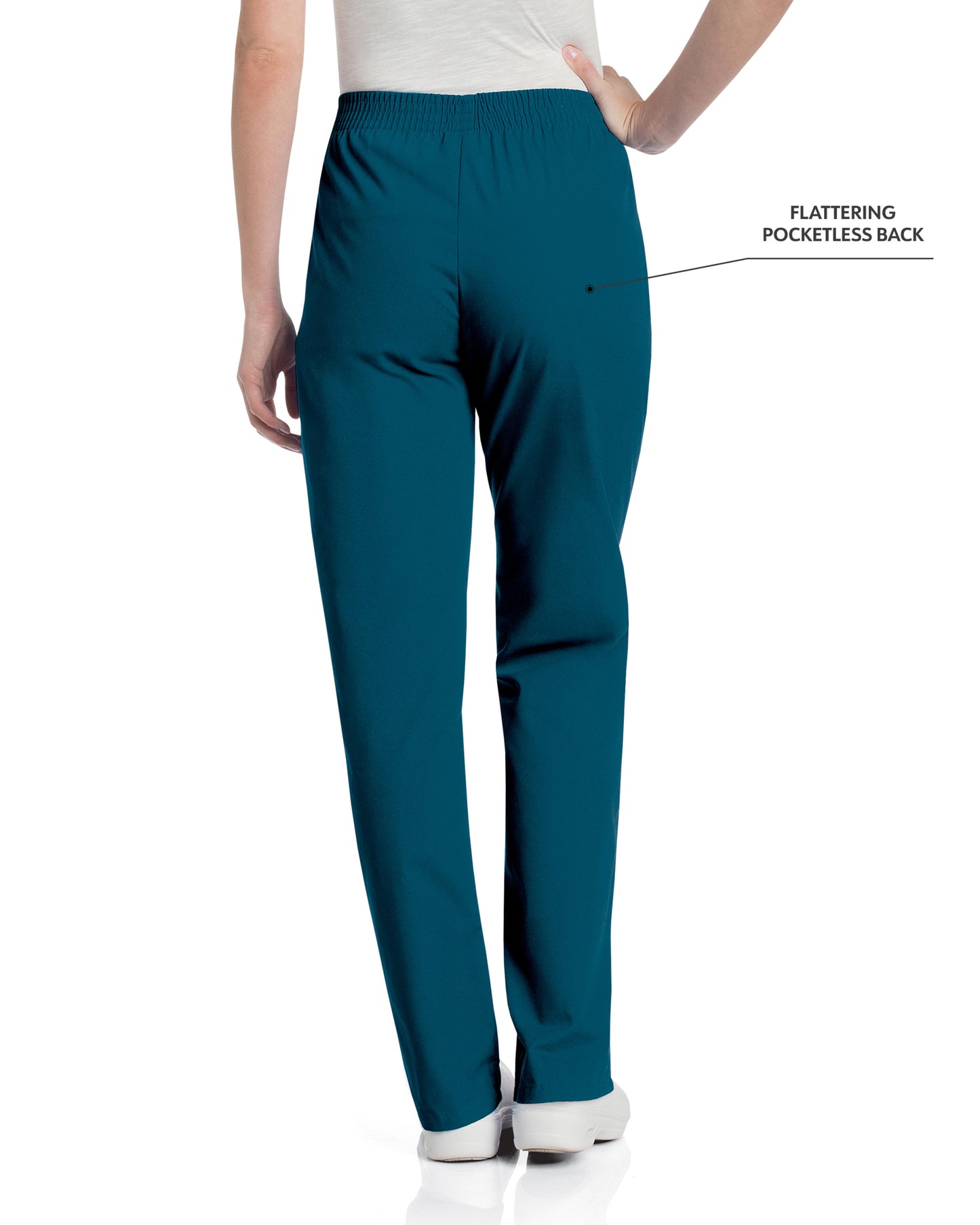 Women's 2-Pocket High-Rise Elastic Waist Straight Leg Pant - 8327 - Caribbean Blue