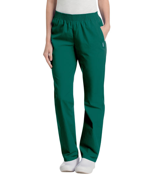 Women's 2-Pocket High-Rise Elastic Waist Straight Leg Pant - 8327 - Hunter Green