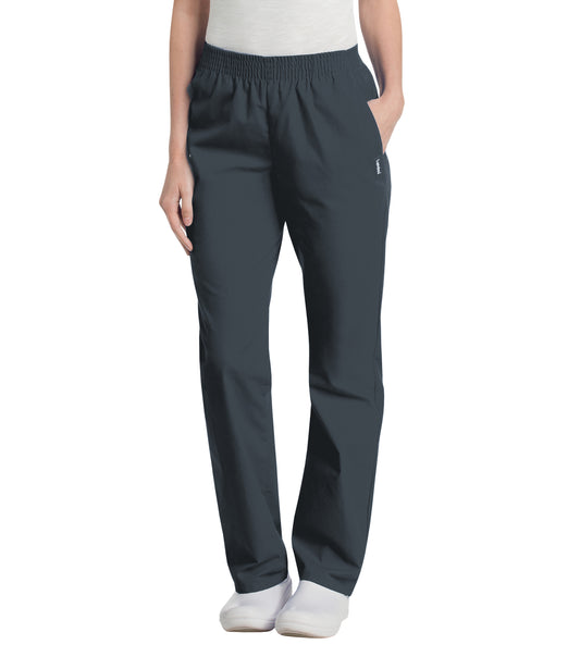 Women's 2-Pocket High-Rise Elastic Waist Straight Leg Pant - 8327 - Graphite