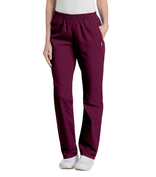 Women's 2-Pocket High-Rise Elastic Waist Straight Leg Pant - 8327 - Wine