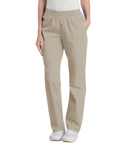 Women's 2-Pocket High-Rise Elastic Waist Straight Leg Pant - 8327 - Sandstone