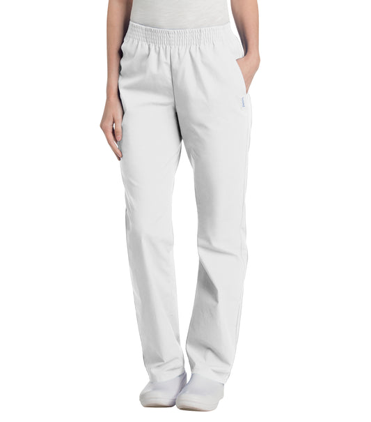 Women's 2-Pocket High-Rise Elastic Waist Straight Leg Pant - 8327 - White
