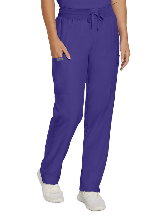 Women's 7-Pocket Mid-Rise Rib-Knit Elastic Waist Cargo Pant - LB400 - Ultra Violet