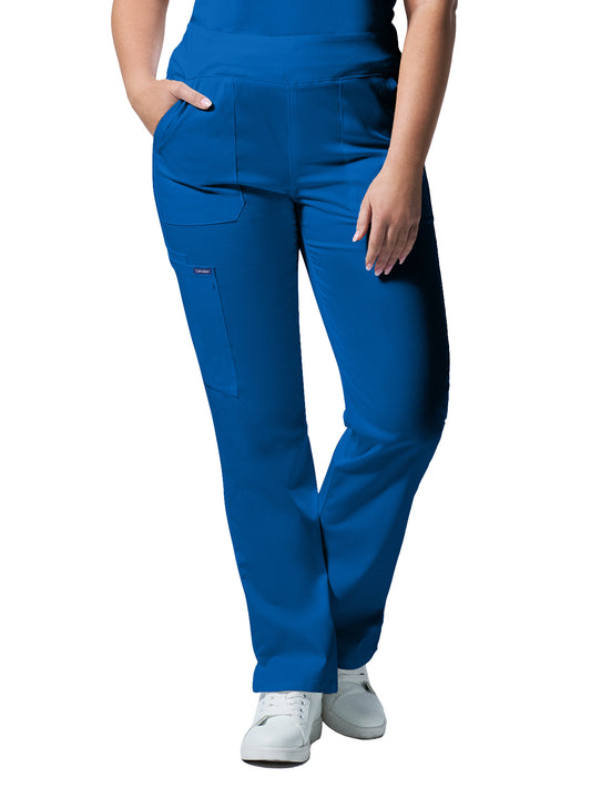 Women's 5-Pocket Mid-Rise Rib-Knit Elastic Waist Straight Leg Pant - LB405 - Royal