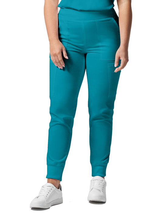 Women's 6-Pocket Mid-Rise Elastic-Back Waist Jogger Pant - LB406 - Teal