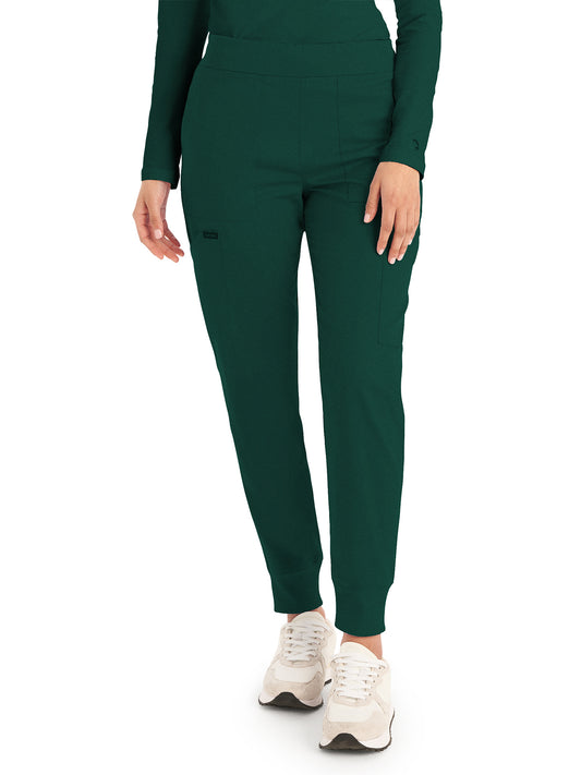 Women's 6-Pocket Mid-Rise Elastic-Back Waist Jogger Pant - LB406 - Hunter