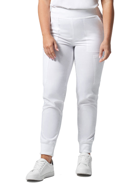 Women's 6-Pocket Mid-Rise Elastic-Back Waist Jogger Pant - LB406 - White