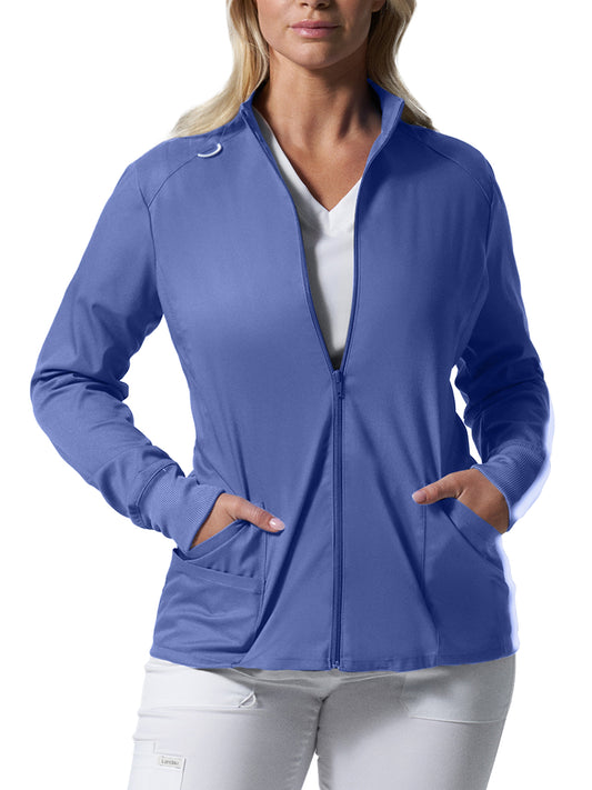 Women's 3-Pocket Mock Neck Zip-Front Jacket - LJ701 - Ceil