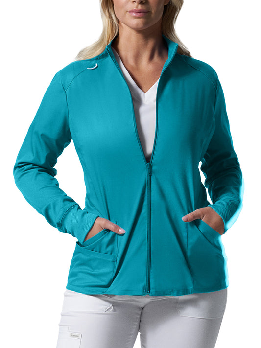 Women's 3-Pocket Mock Neck Zip-Front Jacket - LJ701 - Teal