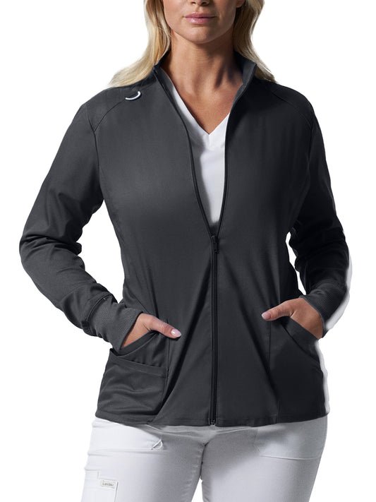 Women's 3-Pocket Mock Neck Zip-Front Jacket - LJ701 - Graphite