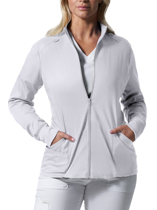 Women's 3-Pocket Mock Neck Zip-Front Jacket - LJ701 - White
