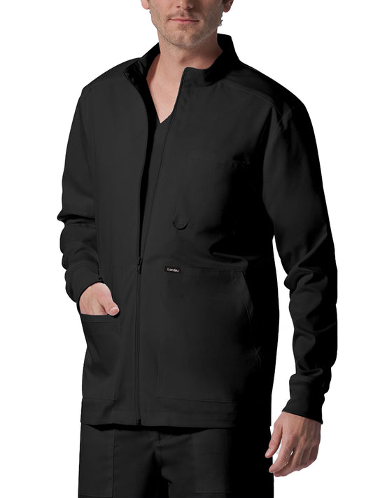 Men's 4-Pocket Mock Neck Zip-Front Jacket - LJ702 - Black