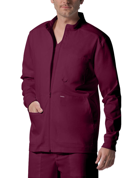 Men's 4-Pocket Mock Neck Zip-Front Jacket - LJ702 - Wine