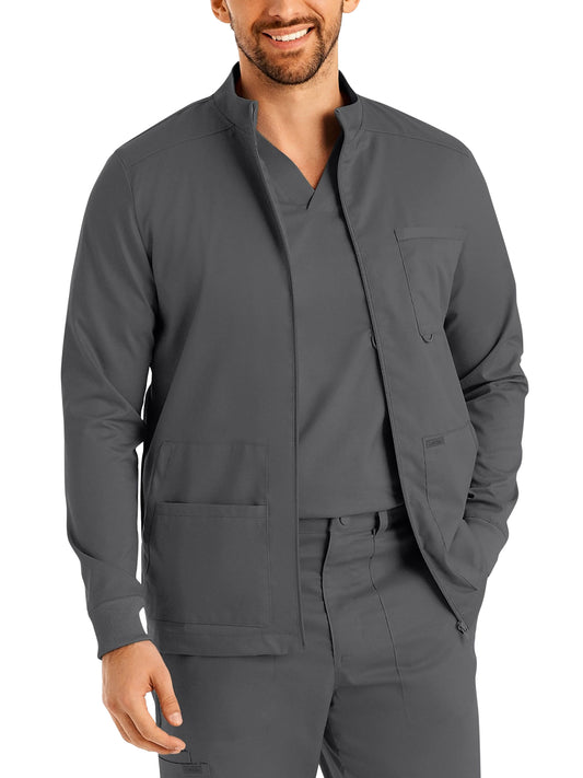 Men's 4-Pocket Mock Neck Zip-Front Jacket - LJ702 - Steel