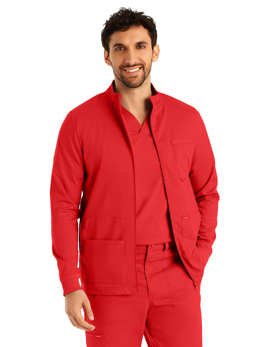 Men's 4-Pocket Mock Neck Zip-Front Jacket - LJ702 - True Red