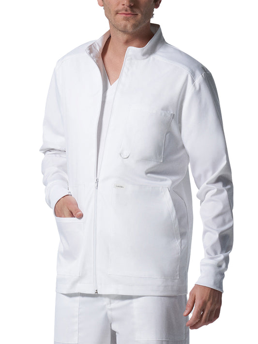 Men's 4-Pocket Mock Neck Zip-Front Jacket - LJ702 - White