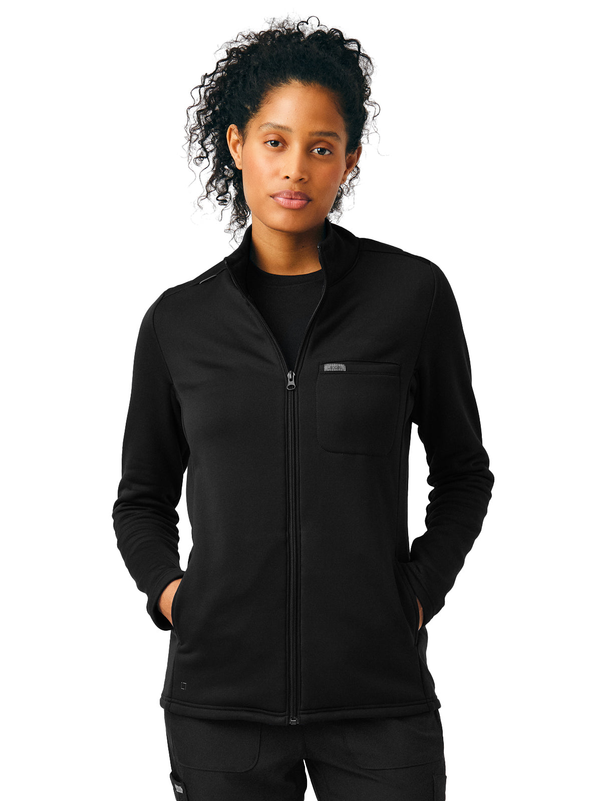 Women's Zip-Front Fleece Jacket - LJ708 - Black