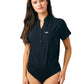 Women's One-Pocket Scrub Bodysuit - LO606 - Black