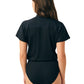 Women's One-Pocket Scrub Bodysuit - LO606 - Black