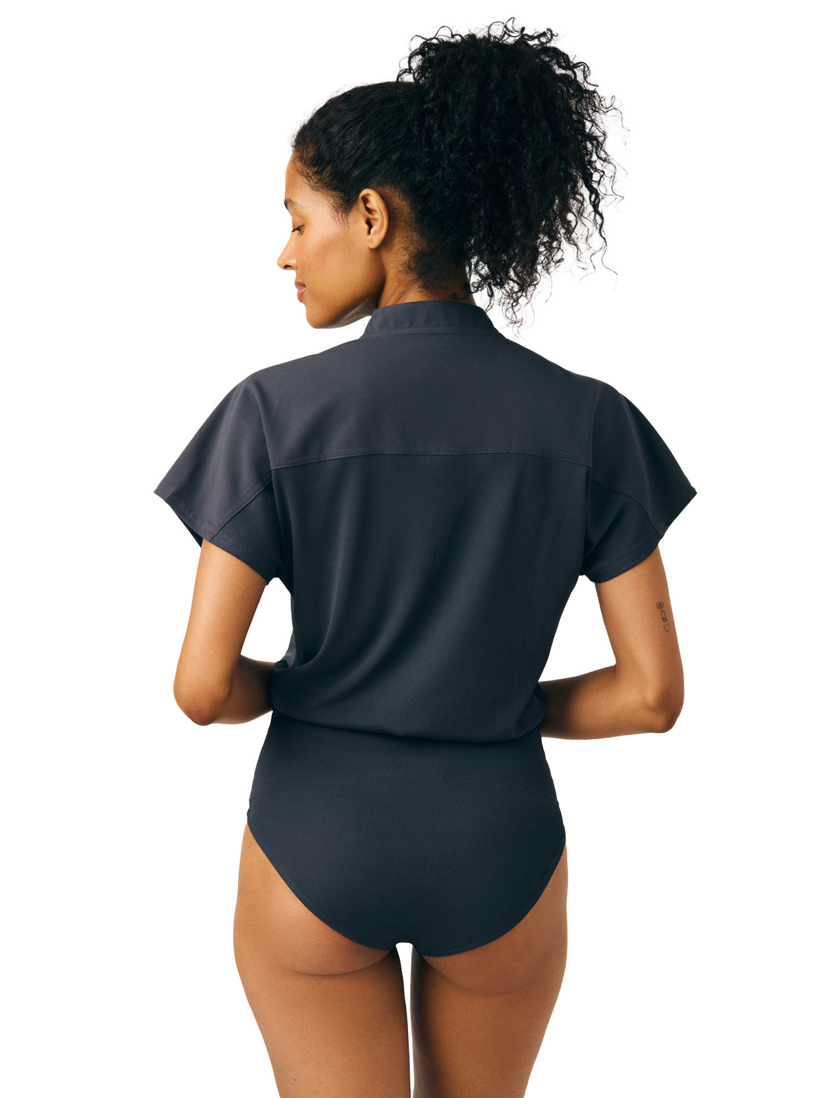 Women's One-Pocket Scrub Bodysuit - LO606 - Pewter