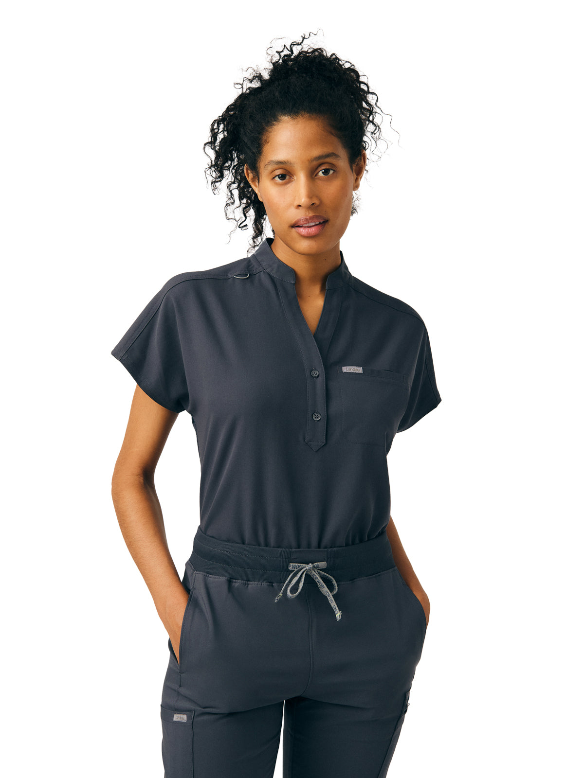 Women's One-Pocket Scrub Bodysuit - LO606 - Pewter