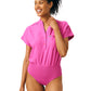 Women's One-Pocket Scrub Bodysuit - LO606 - Rose Violet