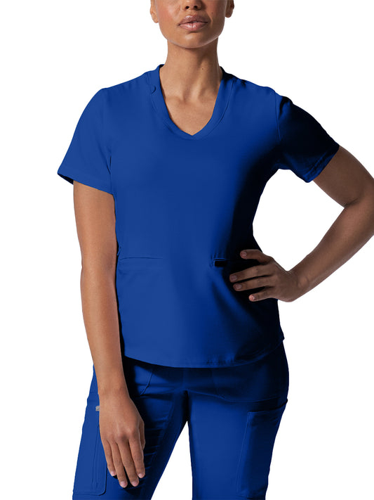 Women's 3-Pocket Rib-Knit Neckline V-Neck Top - LT100 - Galaxy