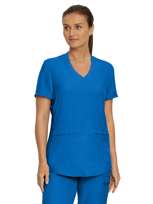 Women's 3-Pocket Rib-Knit Neckline V-Neck Top - LT100 - Royal