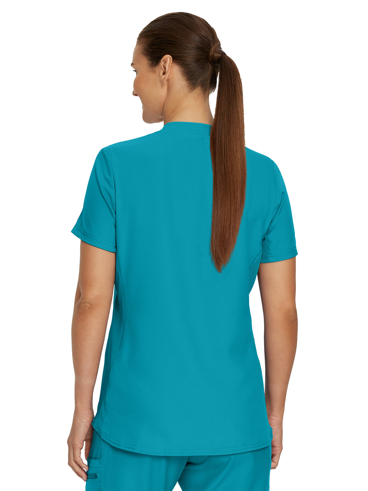 Women's 3-Pocket Rib-Knit Neckline V-Neck Top - LT100 - Teal