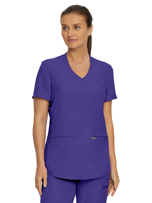 Women's 3-Pocket Rib-Knit Neckline V-Neck Top - LT100 - Ultra Violet