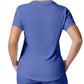 Women's 2-Pocket Shirttail Hemline V-Neck Top - LT101 - Ceil Blue
