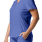 Women's 2-Pocket Shirttail Hemline V-Neck Top - LT101 - Ceil Blue
