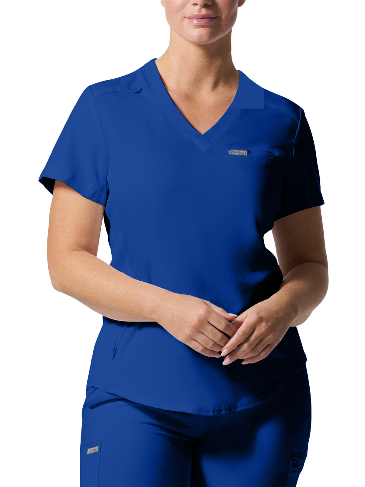 Women's 2-Pocket Shirttail Hemline V-Neck Top - LT101 - Galaxy