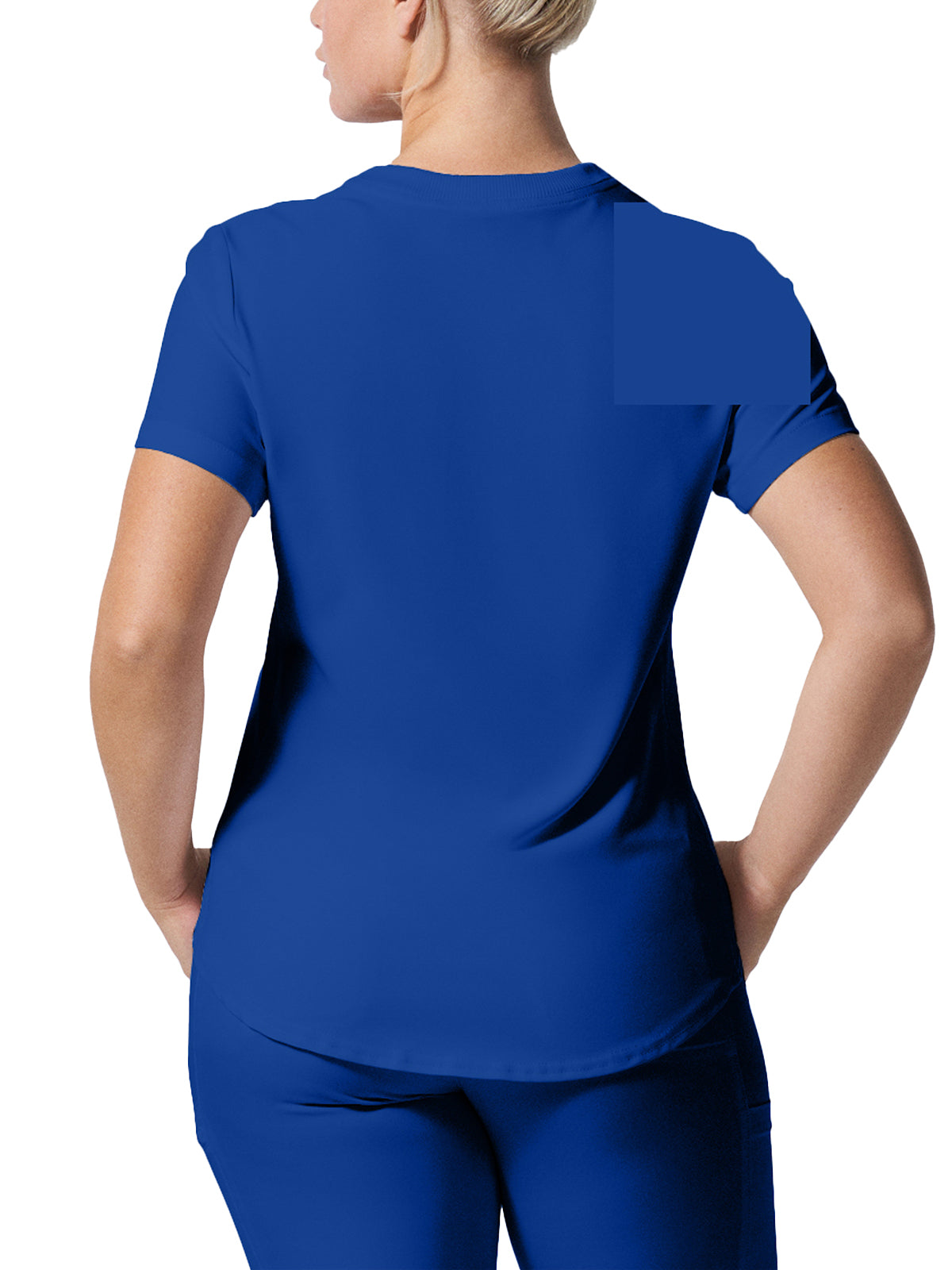 Women's 2-Pocket Shirttail Hemline V-Neck Top - LT101 - Galaxy