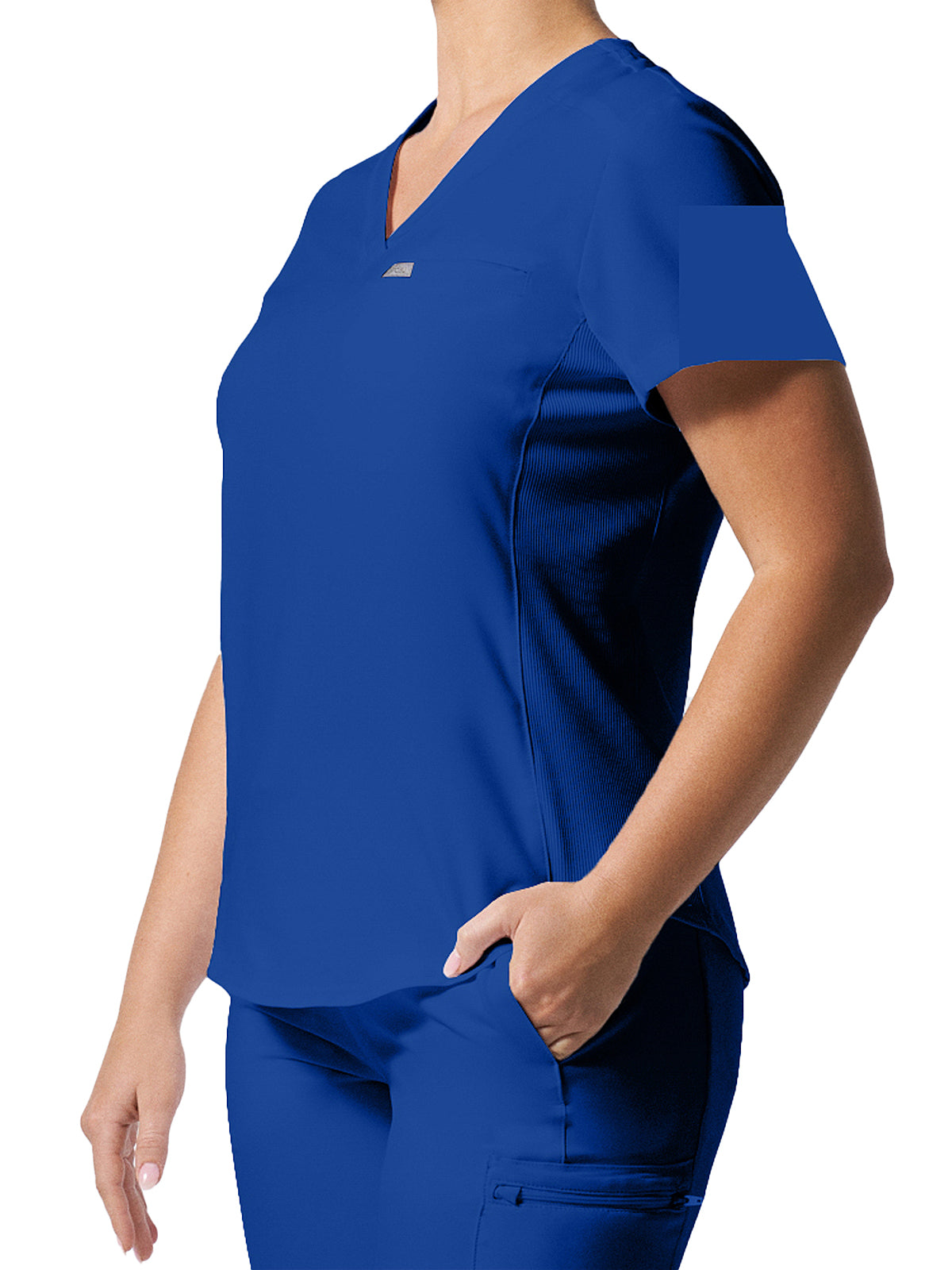 Women's 2-Pocket Shirttail Hemline V-Neck Top - LT101 - Galaxy