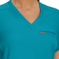 Women's 2-Pocket Shirttail Hemline V-Neck Top - LT101 - Teal