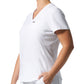 Women's 2-Pocket Shirttail Hemline V-Neck Top - LT101 - White