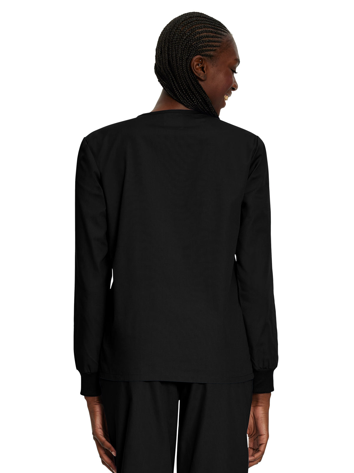 Unisex No-Pocket Crossover V-Neck Long-Sleeve Top - LT104 - Black