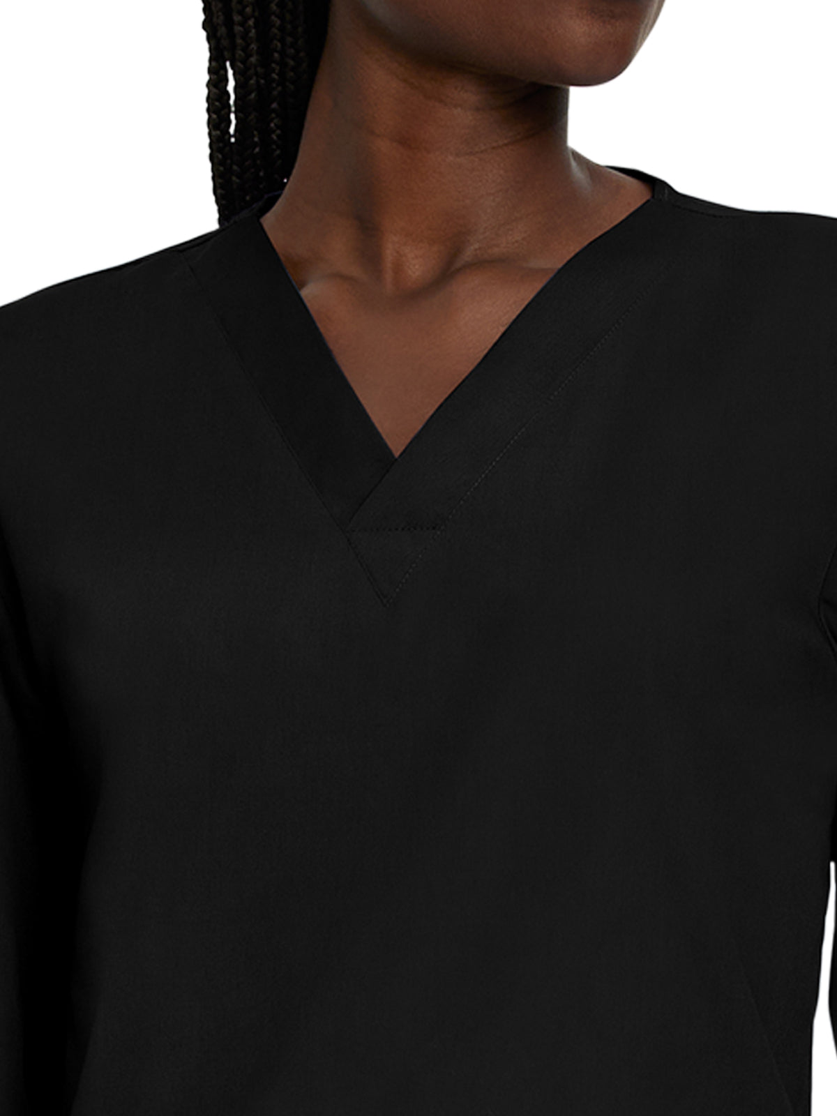 Unisex No-Pocket Crossover V-Neck Long-Sleeve Top - LT104 - Black
