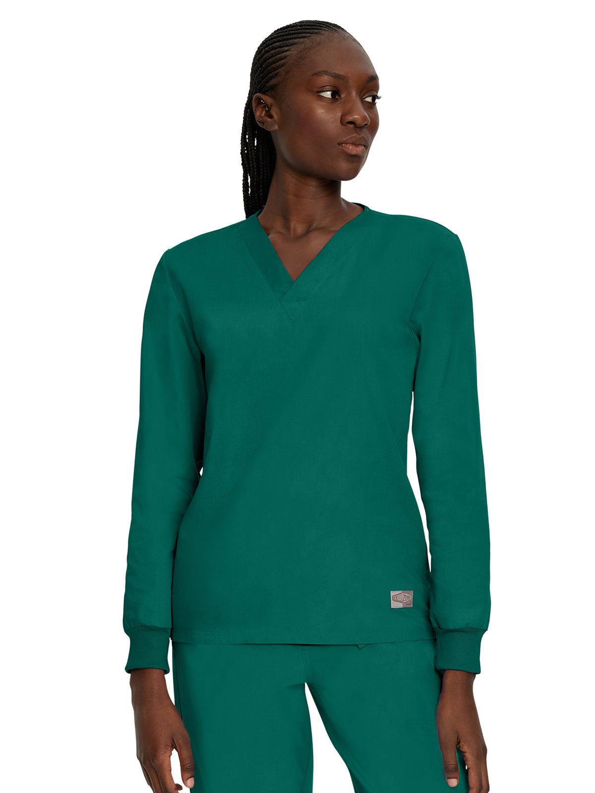 Unisex No-Pocket Crossover V-Neck Long-Sleeve Top - LT104 - Hunter