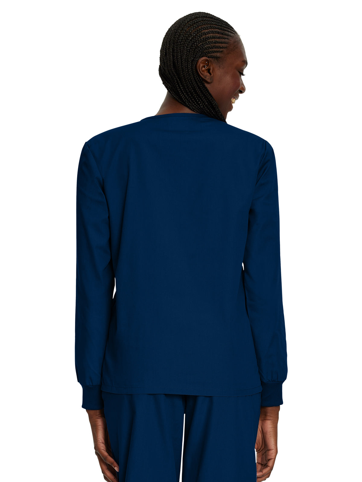Unisex No-Pocket Crossover V-Neck Long-Sleeve Top - LT104 - Navy