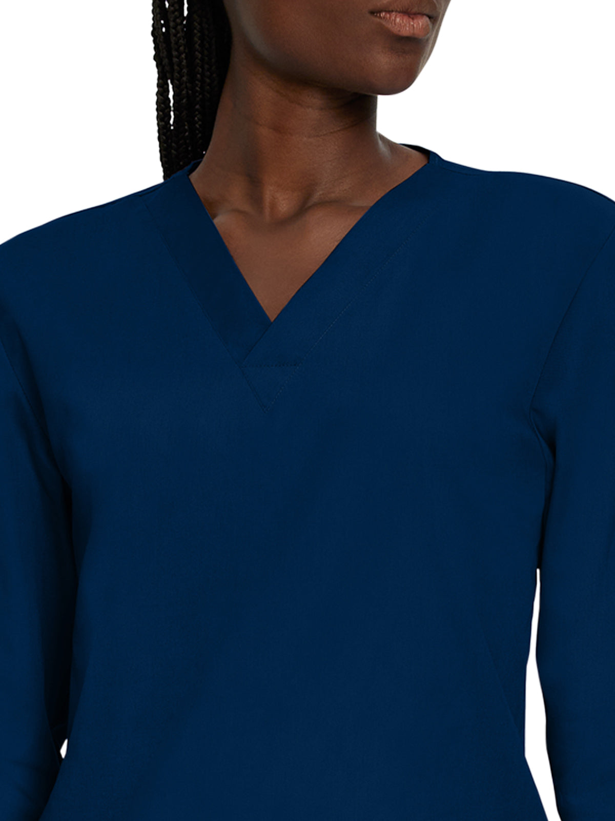 Unisex No-Pocket Crossover V-Neck Long-Sleeve Top - LT104 - Navy