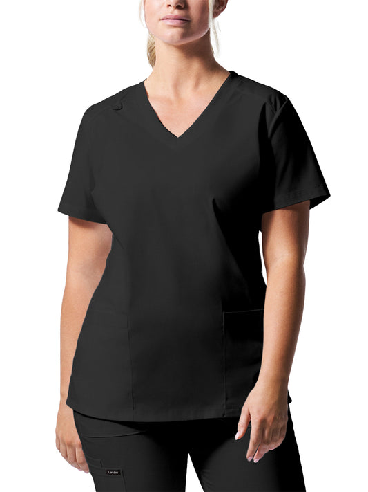 Women's 3-Pocket V-Neck Top - LT105 - Black