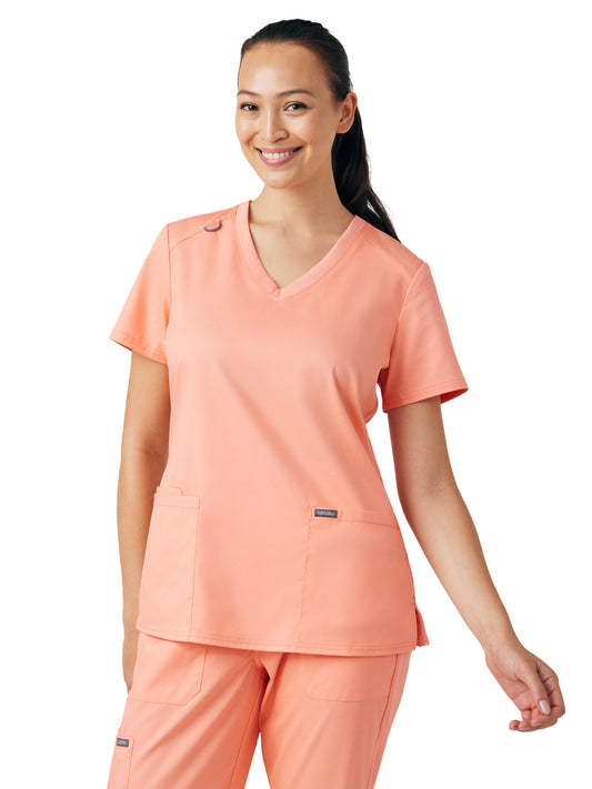 Women's 3-Pocket V-Neck Top - LT105 - Desert Flower