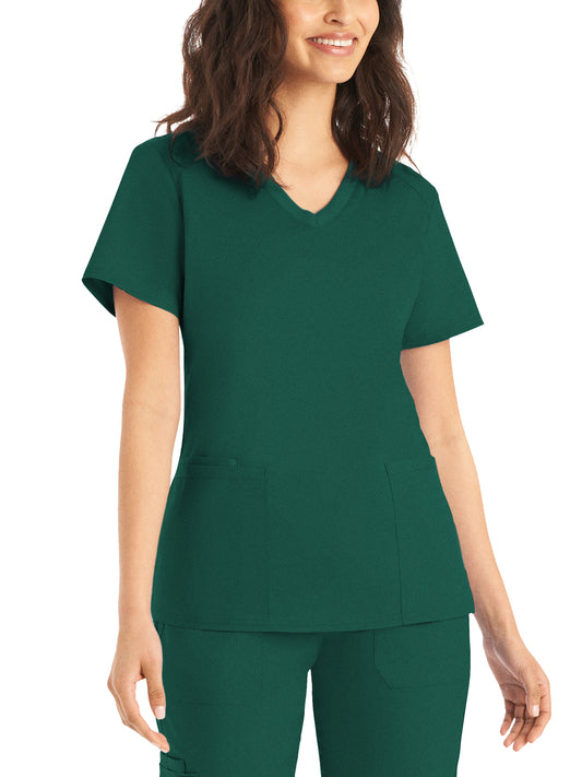 Women's 3-Pocket V-Neck Top - LT105 - Hunter