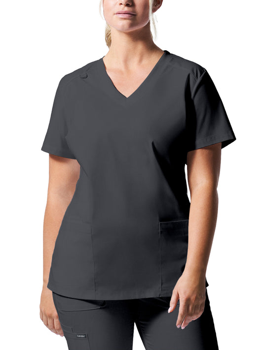 Women's 3-Pocket V-Neck Top - LT105 - Graphite