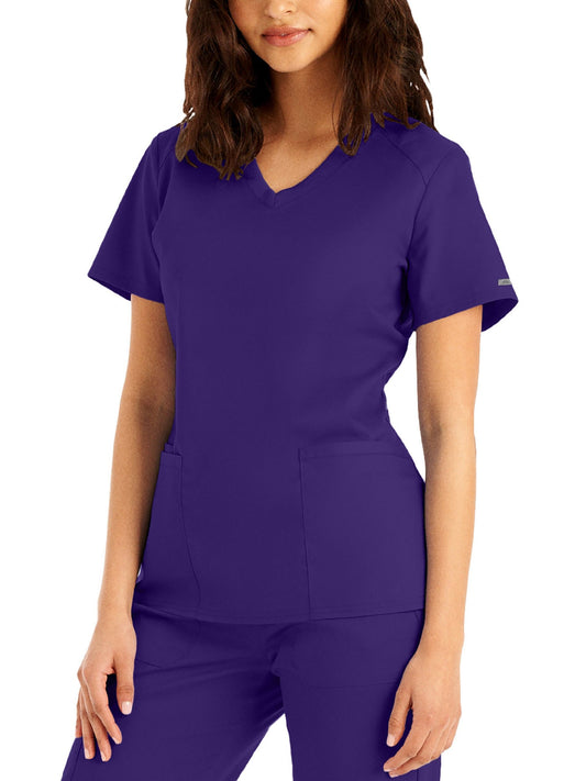 Women's 3-Pocket V-Neck Top - LT105 - Grape