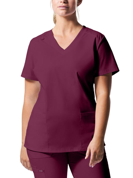 Women's 3-Pocket V-Neck Top - LT105 - Wine